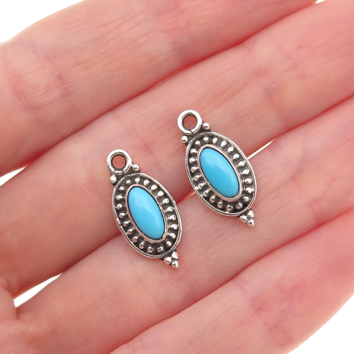 925 Sterling Silver Vintage Real Sleeping Beauty Turquoise Jacket Earrings