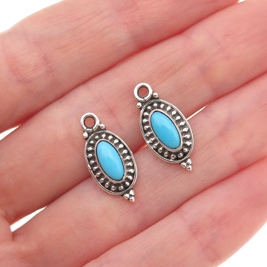 925 Sterling Silver Vintage Real Sleeping Beauty Turquoise Jacket Earrings