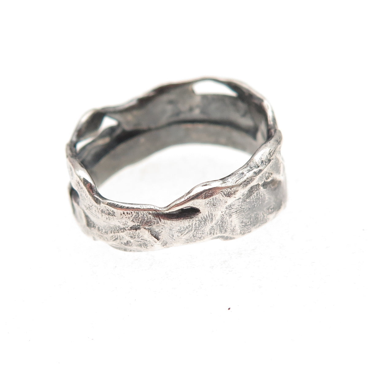925 Sterling Silver Vintage Modernist Oxidized Band Ring Size 7.5
