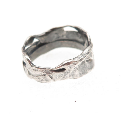 925 Sterling Silver Vintage Modernist Oxidized Band Ring Size 7.5