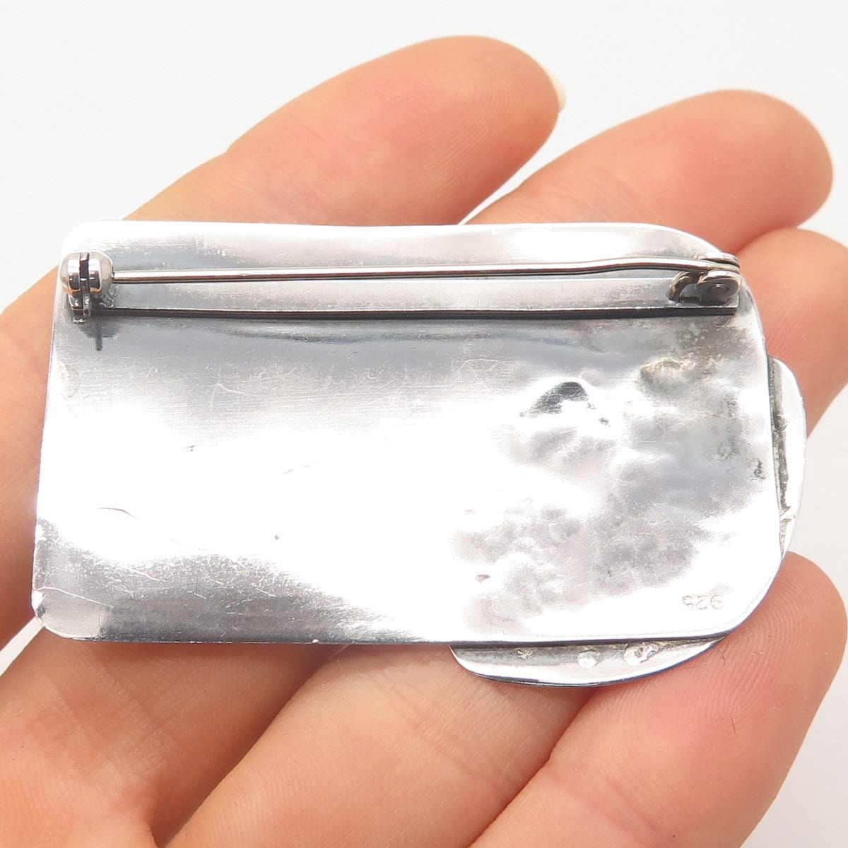 925 Sterling Silver 2-Tone Vintage Abstract Pin Brooch