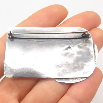 925 Sterling Silver 2-Tone Vintage Abstract Pin Brooch