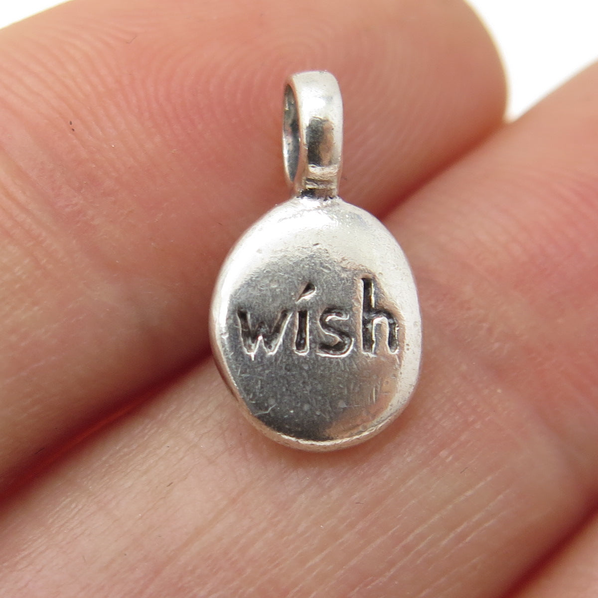 925 Sterling Silver Vintage "Wish" Minimalist Pendant