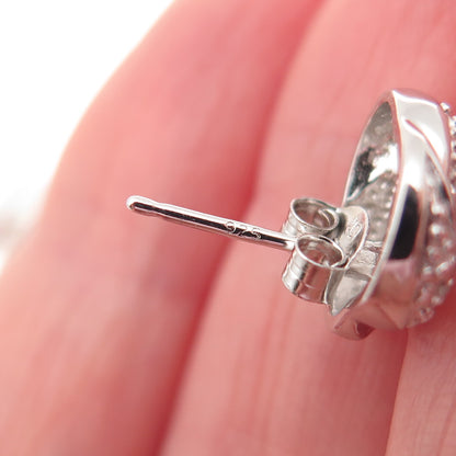 Charles Winston 925 Sterling Silver Real Diamond Twisted Knot Stud Earrings