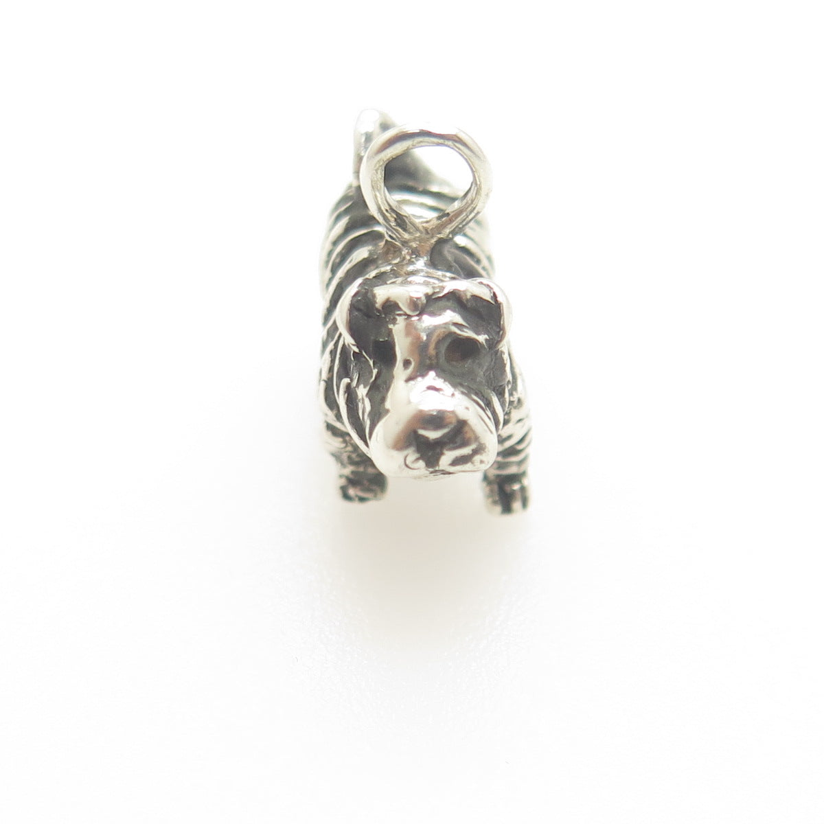 925 Sterling Silver Vintage Sharpei Dog Minimalist 3D Charm Pendant