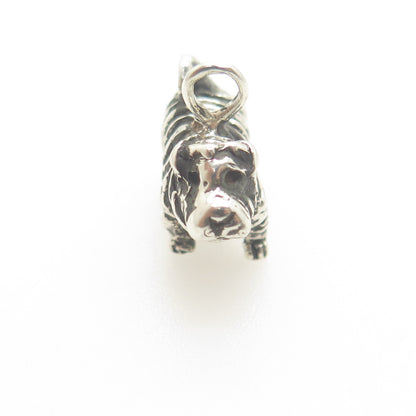 925 Sterling Silver Vintage Sharpei Dog Minimalist 3D Charm Pendant
