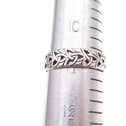 925 Sterling Silver Vintage Celtic Trinity Knot Oxidized Band Ring Size 11
