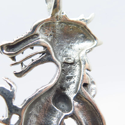 925 Sterling Silver Vintage Chinese Dragon Pendant