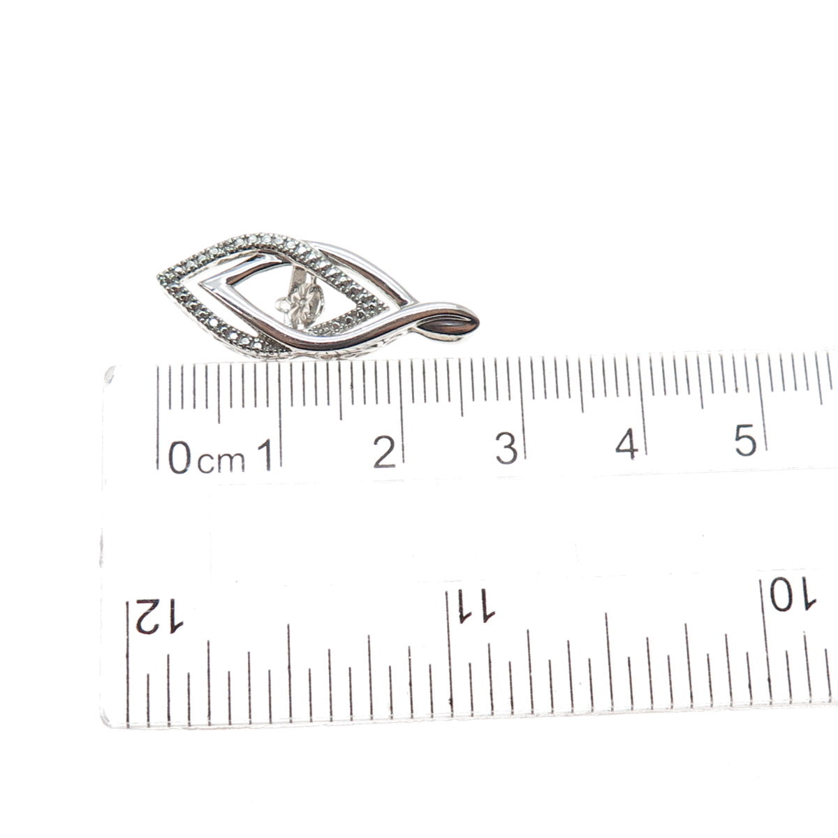 925 Sterling Silver Real Diamond Accent Interlocked Slide Charm Pendant