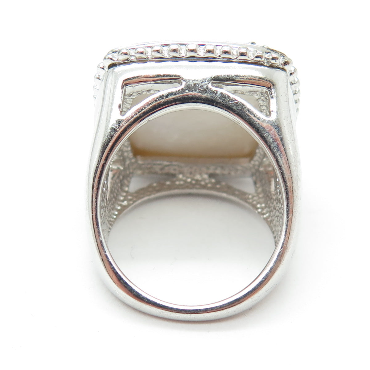 925 Sterling Silver Real Mother-of-Pearl & Citrine Seagull Sun Ring Size 7.25