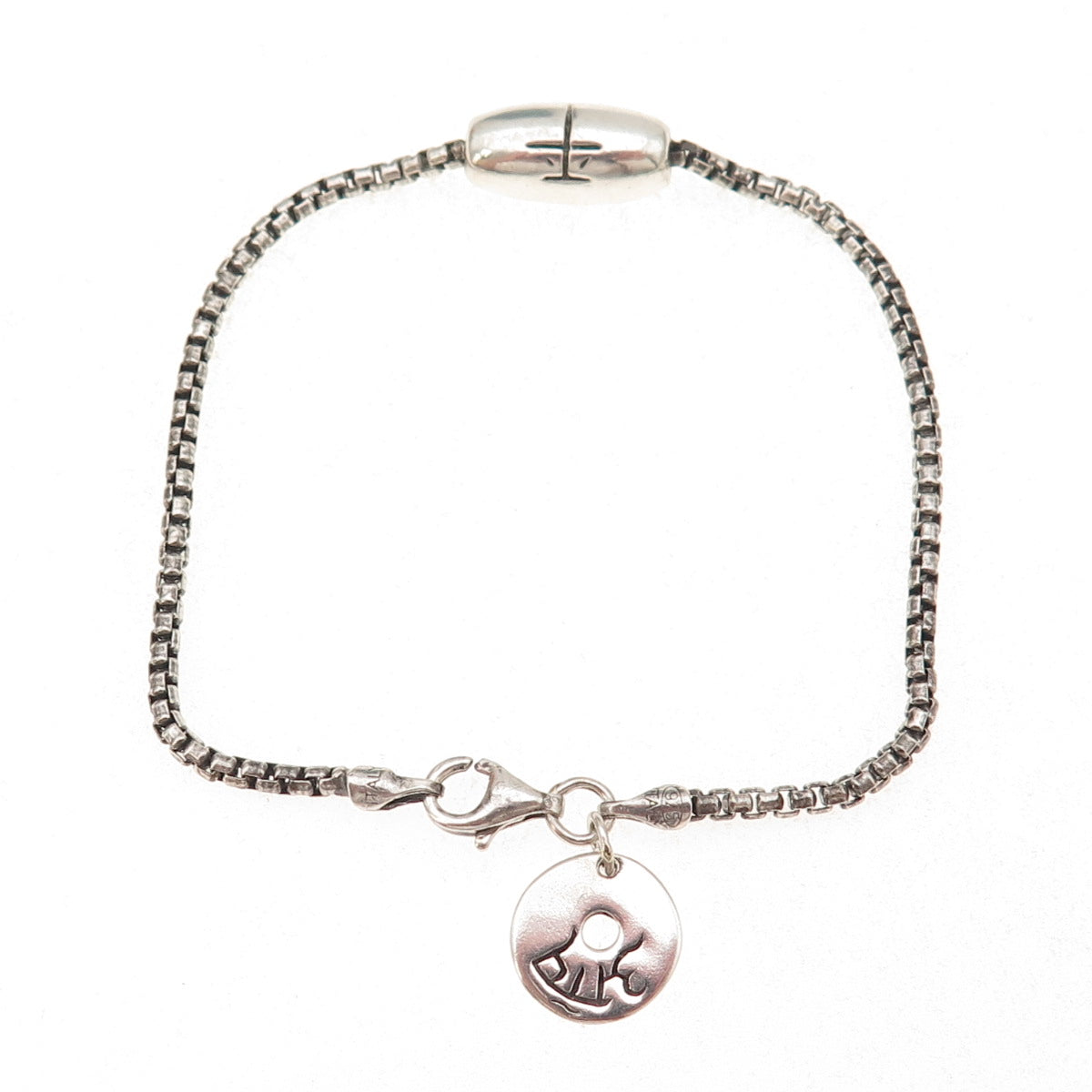 Me & Ro 925 Sterling Silver Vintage Tibetan Bead Round Box Link Bracelet 6.5"