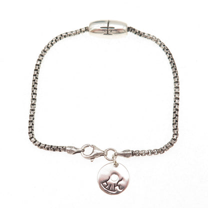 Me & Ro 925 Sterling Silver Vintage Tibetan Bead Round Box Link Bracelet 6.5"