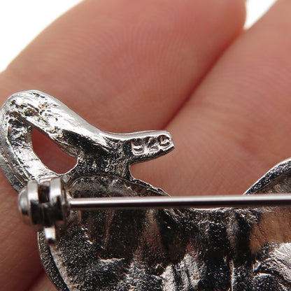925 Sterling Silver Vintage Playing Cat & Mouse Pin Brooch