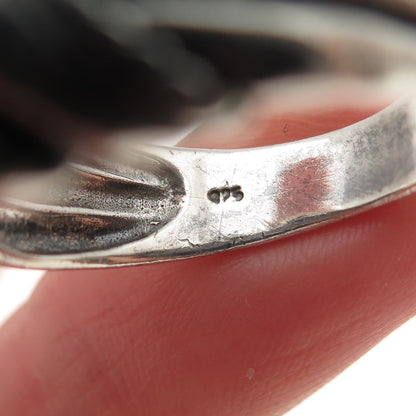 925 Sterling Silver Vintage Modernist Oxidized Ring Size 8.75