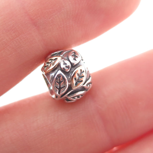 PANDORA 925 Sterling Silver & Gold Tree of Life Slide Bead Charm