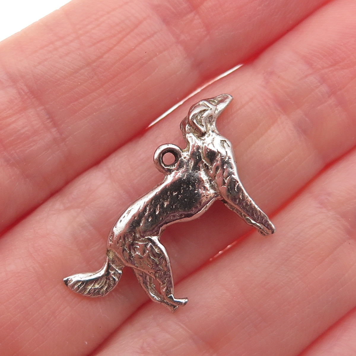 JEANOR 925 Sterling Silver Vintage Saluki Dog Oxidized Mini Charm Pendant