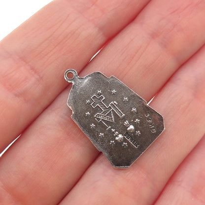 925 Sterling Silver Antique Art Deco GK & S St. Mary Oxidized Charm Pendant