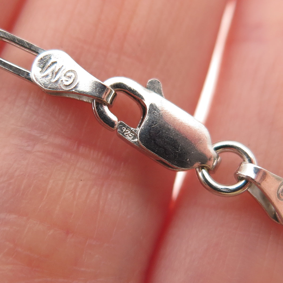 925 Sterling Silver Italy Paperclip Chain Necklace 18"