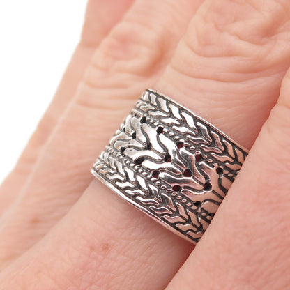 ANNIKA WITT 925 Sterling Silver Vintage Oxidized Wide Band Ring Size 8