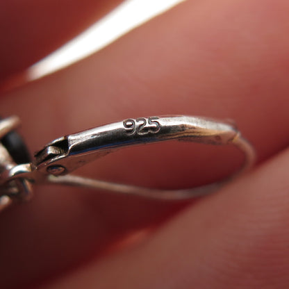 CHUCK CLEMENCY 925 Sterling Silver Real Smoky Quartz Dangle Earrings