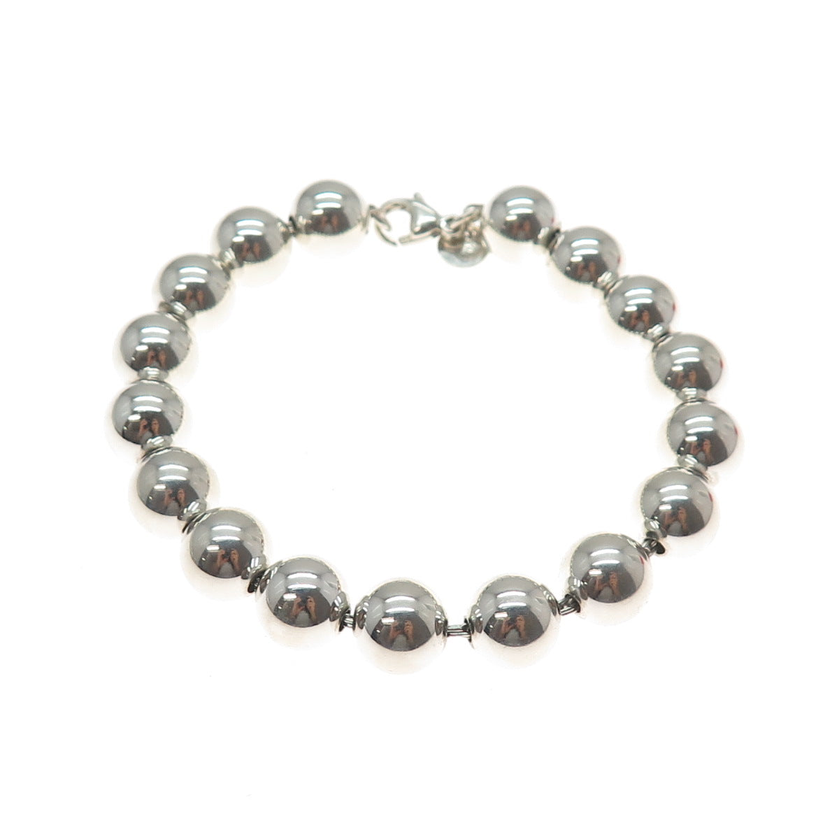 TIFFANY & CO 925 Sterling Silver Vintage HardWear Ball Beaded Link Bracelet 6.5"