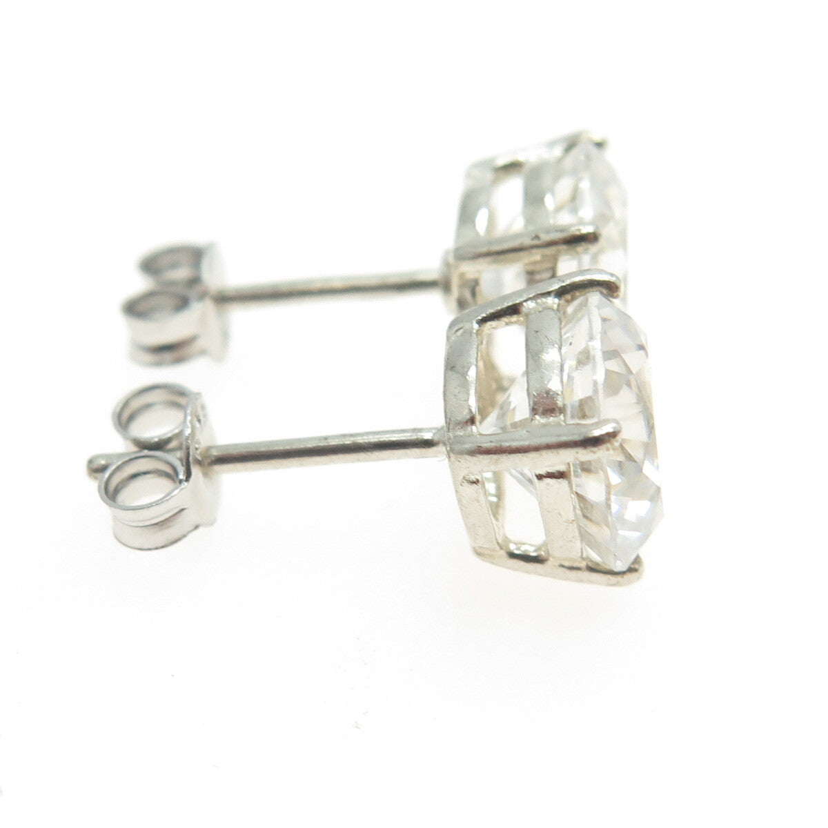 925 Sterling Silver Round-Cut Shaped C Z Stud Earrings