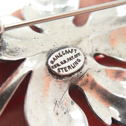 DANECRAFT 925 Sterling Silver Antique Art Deco Maple Leaf Oxidized Pin Brooch