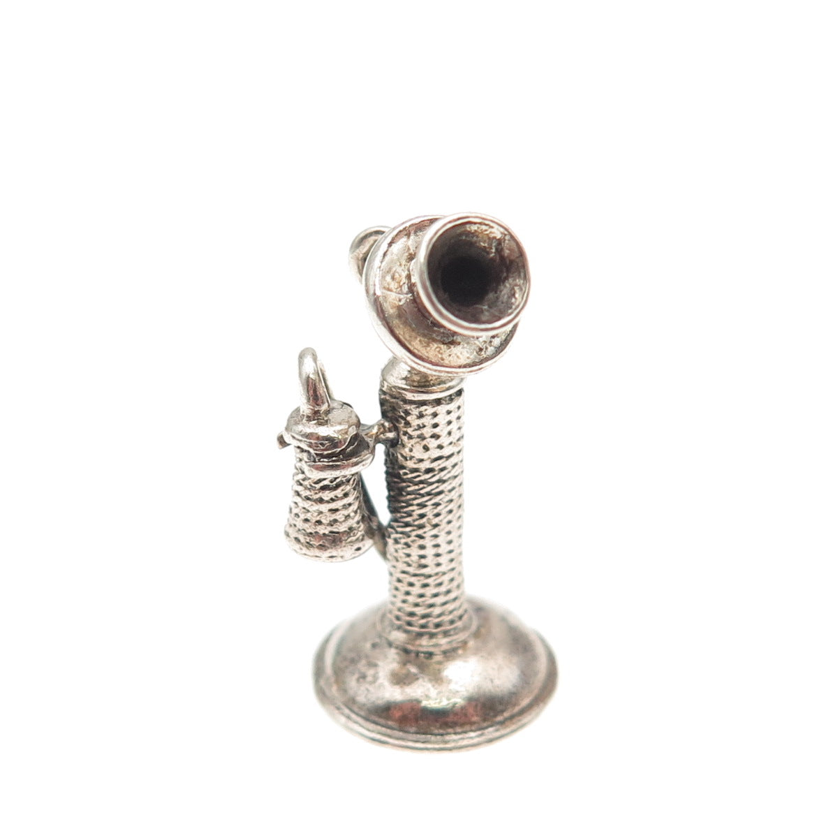 DANECRAFT 925 Sterling Antique Art Deco Retro Candlestick Phone 3D Mini Pendant