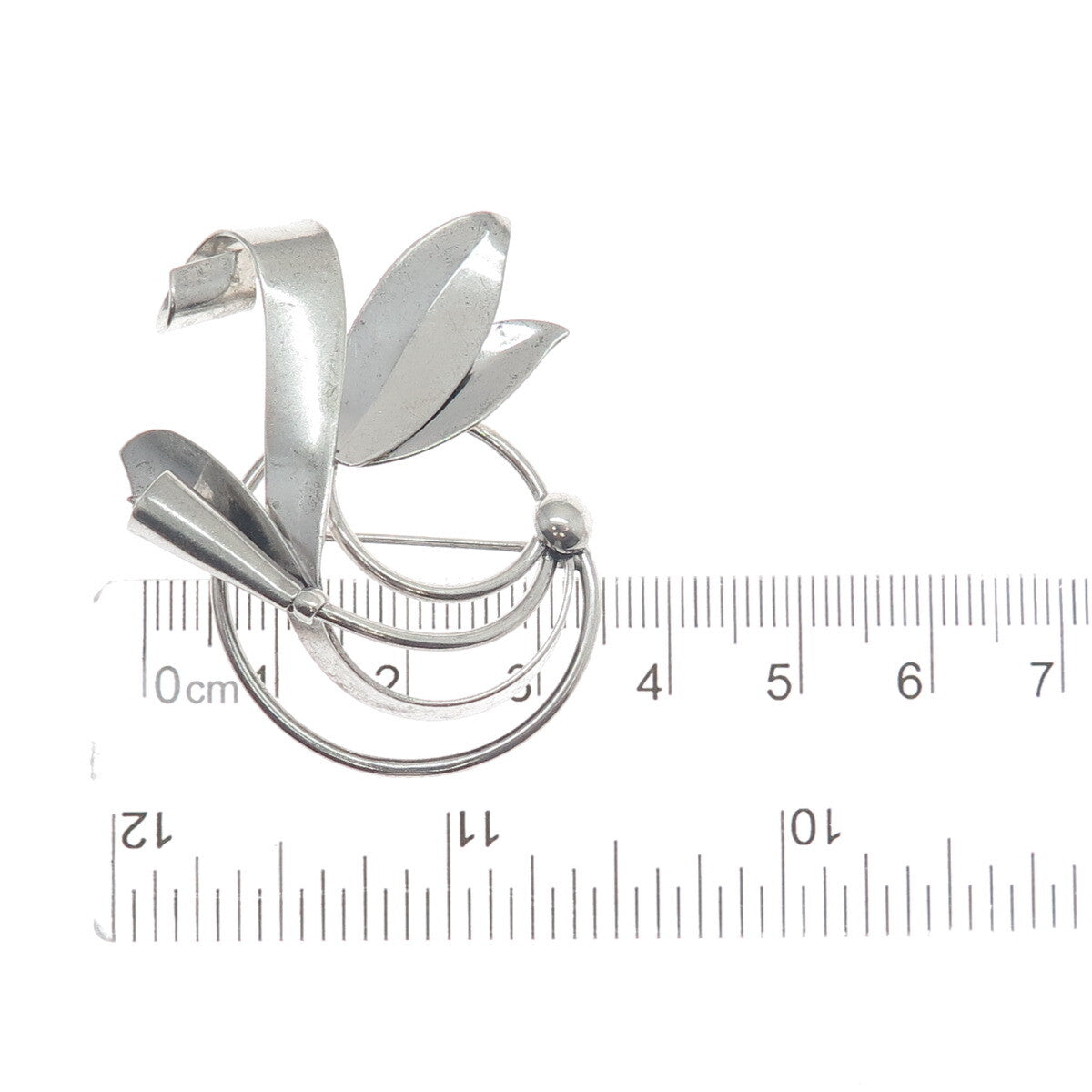 BINDER BROS 925 Sterling Silver Vintage Cala Lily Floral Leaf Pin Brooch