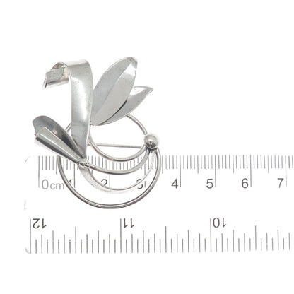 BINDER BROS 925 Sterling Silver Vintage Cala Lily Floral Leaf Pin Brooch