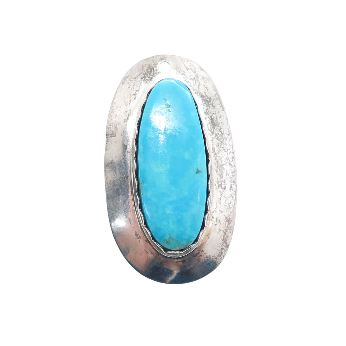 Old Pawn 925 Sterling Silver Vintage Lone Mountain Turquoise Tribal Pendant