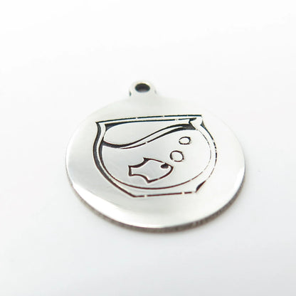 925 Sterling Silver USA Two In Town Fish Aquarium Charm Pendant