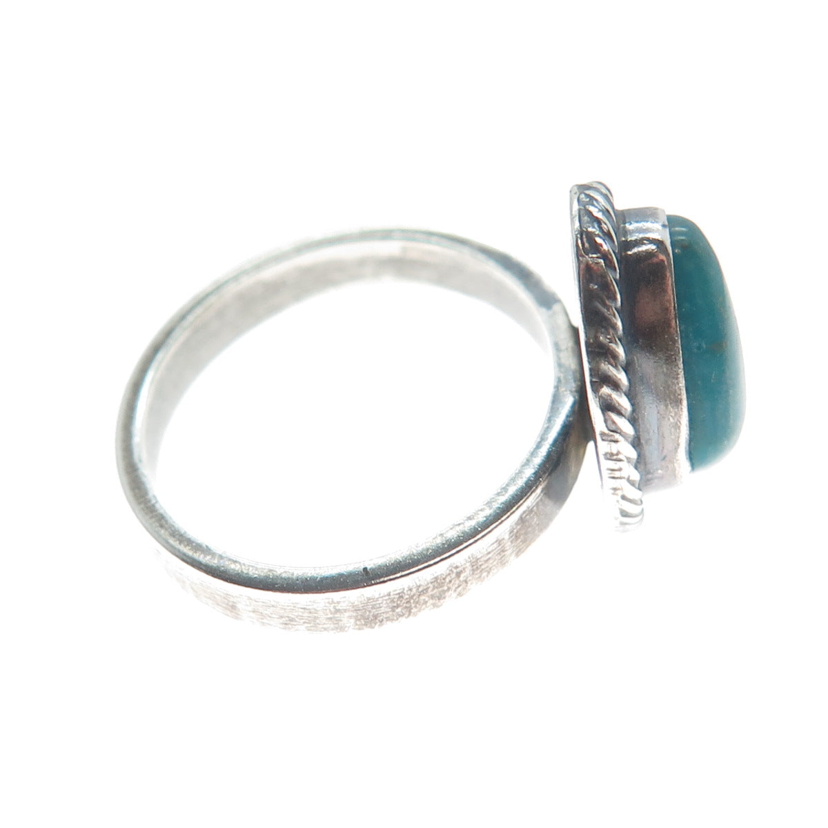 Old Pawn 925 Sterling Silver Vintage Kingman Turquoise Oxidized Ring Size 5.75