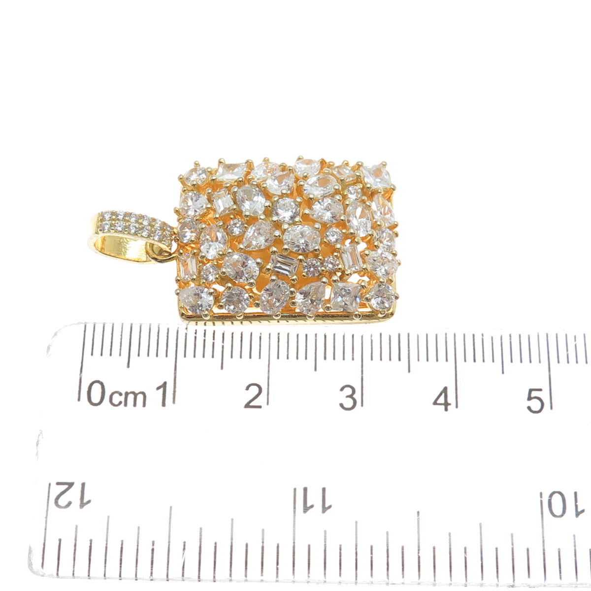 925 Sterling Silver Gold Plated Multi-C Z Sparkle Pendant