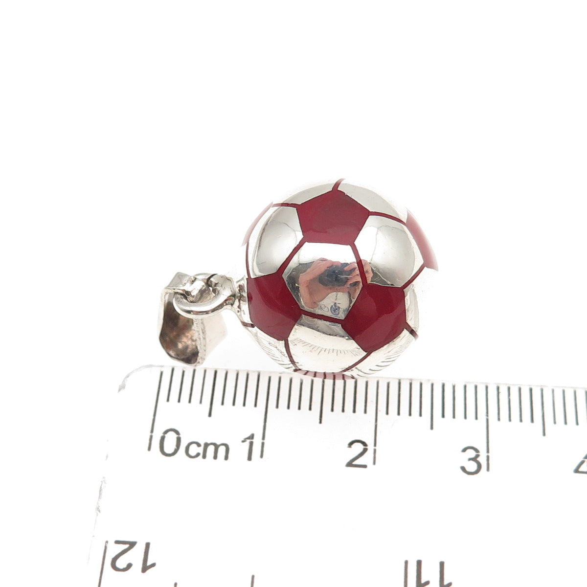 925 Sterling Silver Vintage Mexico Enamel Soccer Ball Charm Pendant