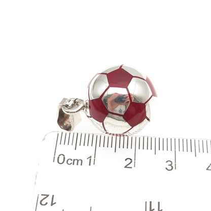925 Sterling Silver Vintage Mexico Enamel Soccer Ball Charm Pendant
