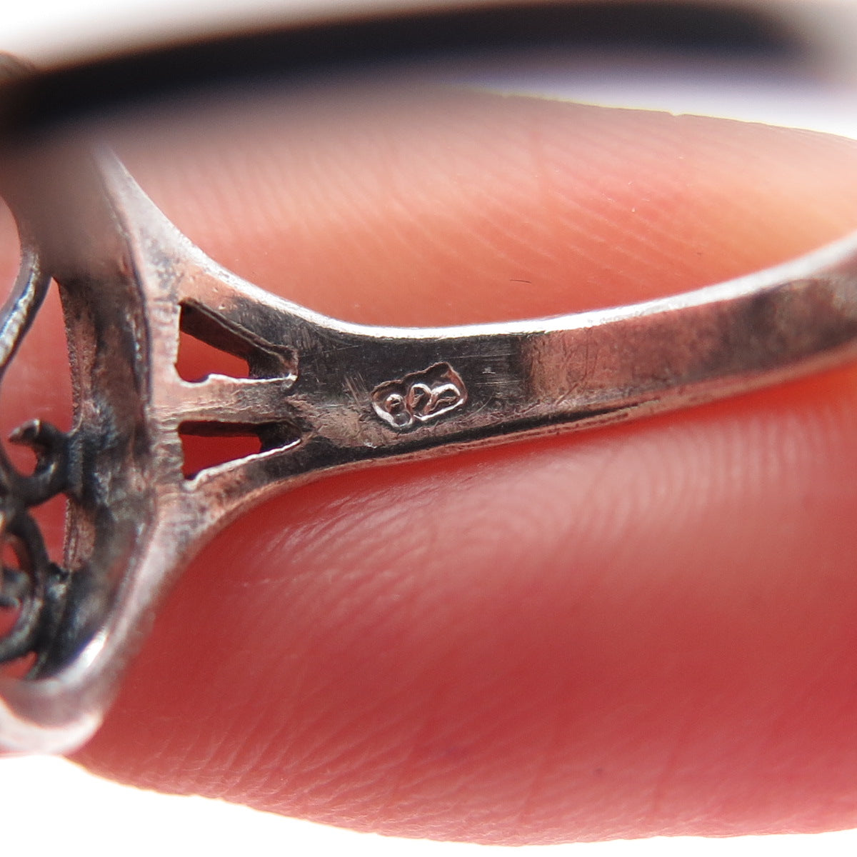925 Sterling Silver Vintage SS Monogram Oxidized Ring Size 7.75