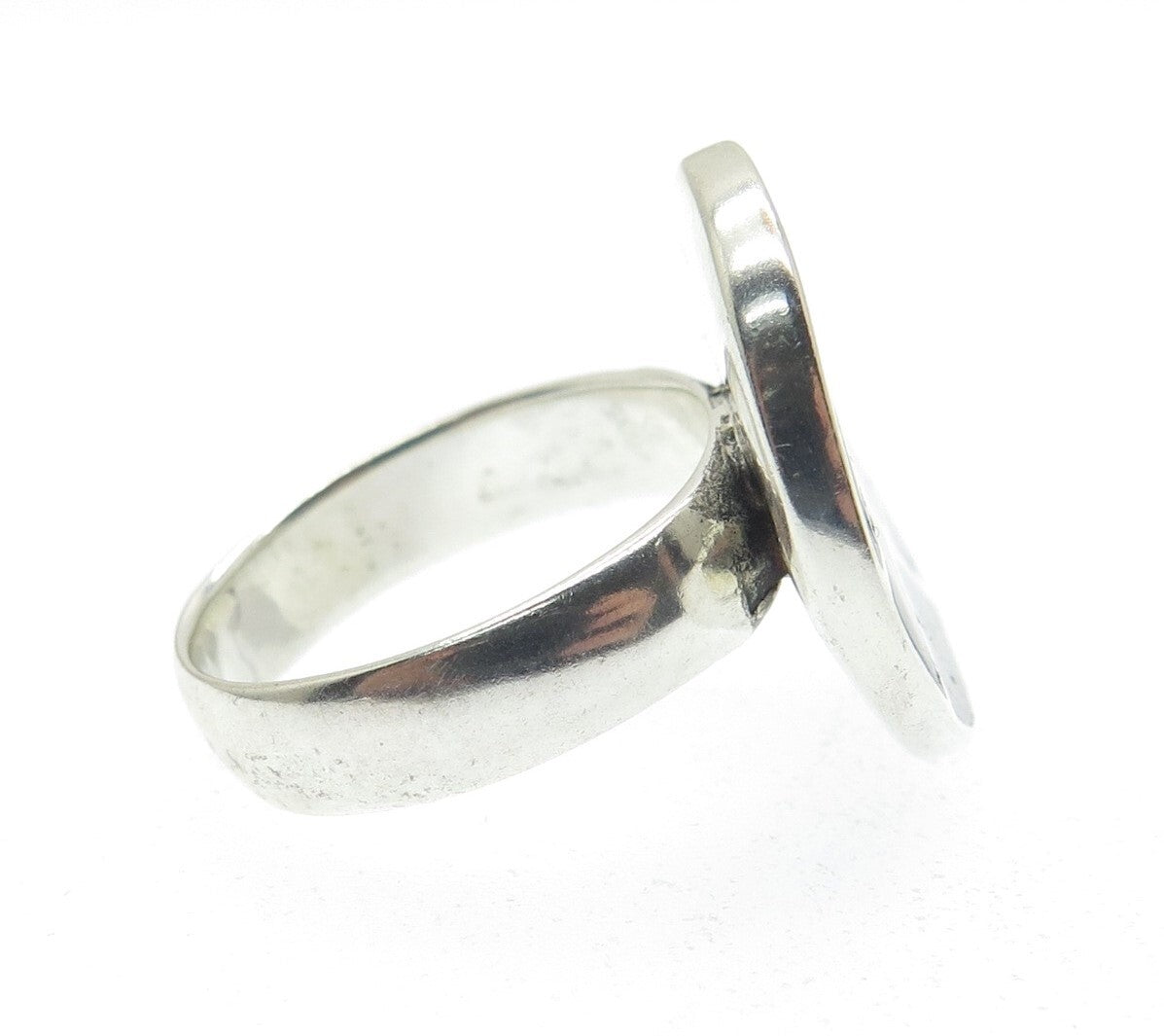 CHAPAL ZENRAY Sterling Silver Vintage Real Abalone Shell Modernist Ring Size 7