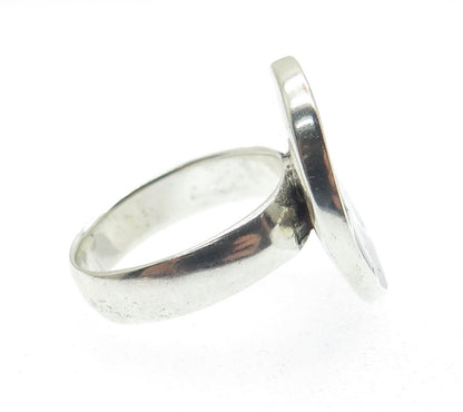 CHAPAL ZENRAY Sterling Silver Vintage Real Abalone Shell Modernist Ring Size 7