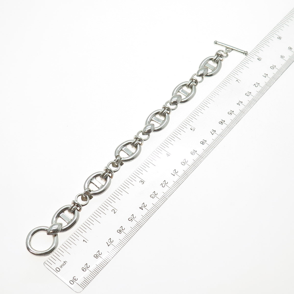 925 Sterling Silver Vintage Anchor Link Bracelet 6.75"