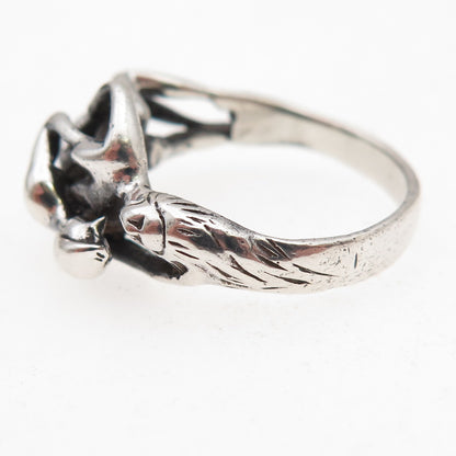 925 Sterling Silver Vintage Erotic Scene Oxidized Ring Size 6.5