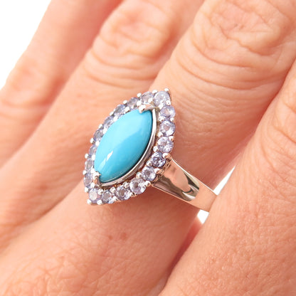 Chuck Clemency 925 Sterling Silver Real Turquoise & Tanzanite Ring Size 8.25