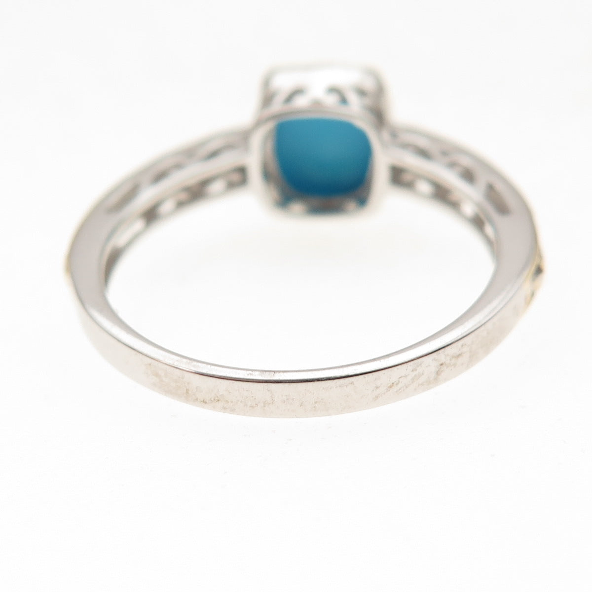 Chuck Clemency 925 Sterling 2-Tone Real Sleeping Beauty Turquoise Ring Size 8.25