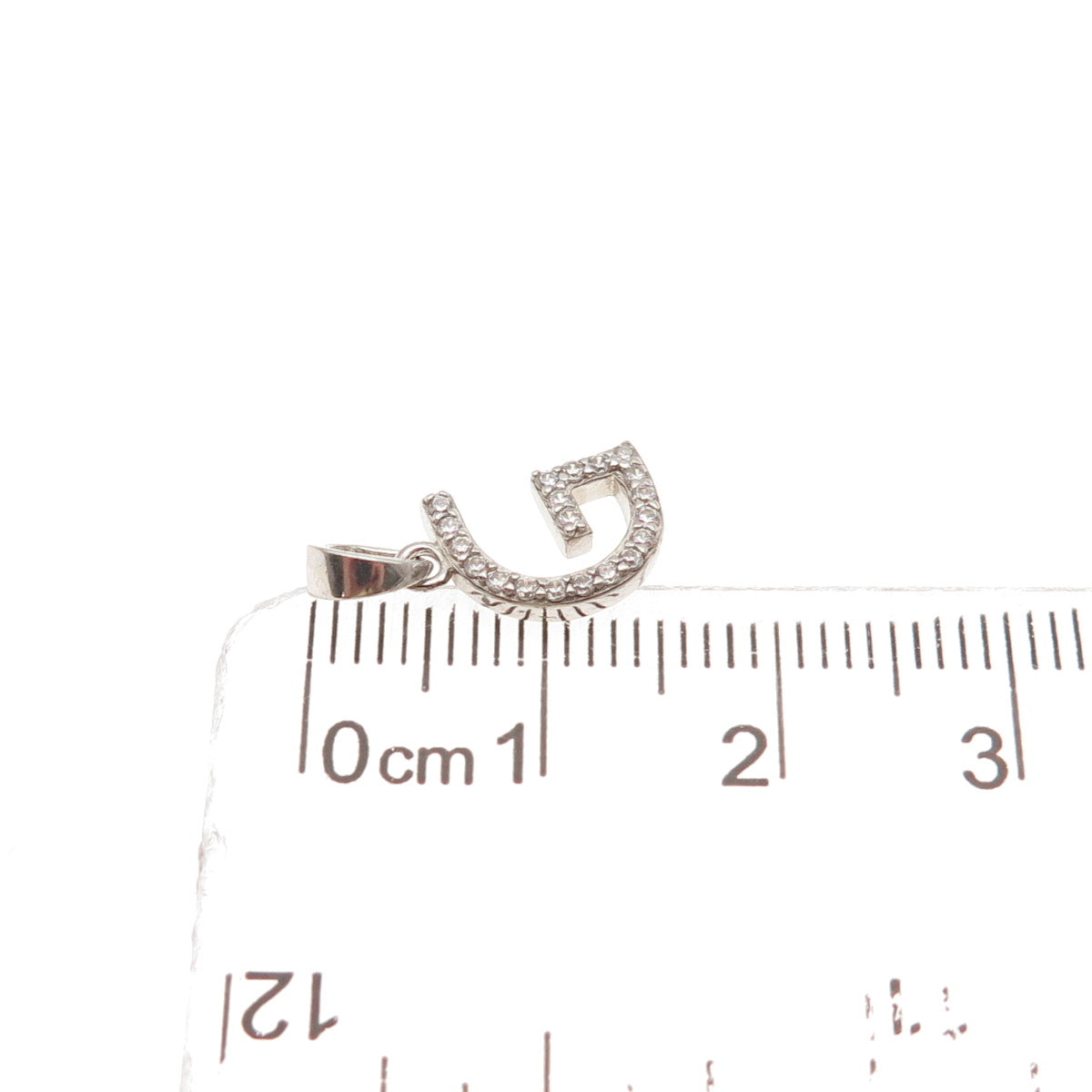 925 Sterling Silver Round-Cut C Z Letter G Initial Mini Charm Pendant