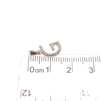 925 Sterling Silver Round-Cut C Z Letter G Initial Mini Charm Pendant