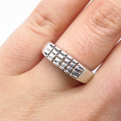 925 Sterling Silver Vintage Striped Ring Size 6.25
