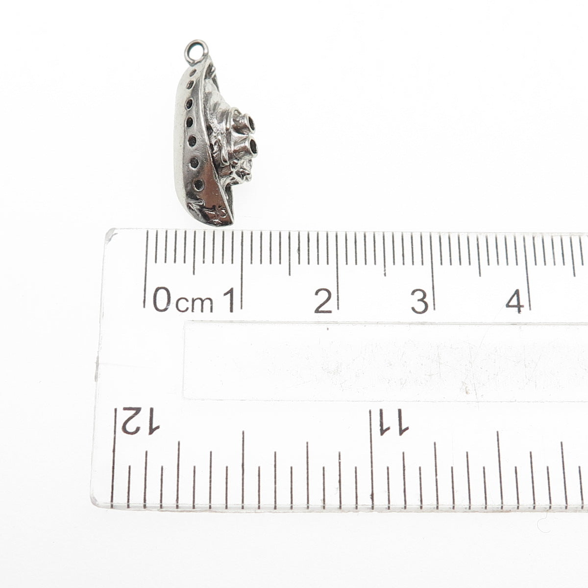 925 Sterling Silver Antique Art Deco Bon Voyage Cruise Ship Mini 3D Pendant