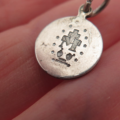 Creed 925 Sterling Silver Vintage St. Mary Miraculous Oxidized Charm Pendant