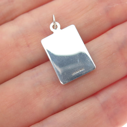 925 Sterling Silver Red Enamel I Will Enjoy Long Minimalist Charm Pendant