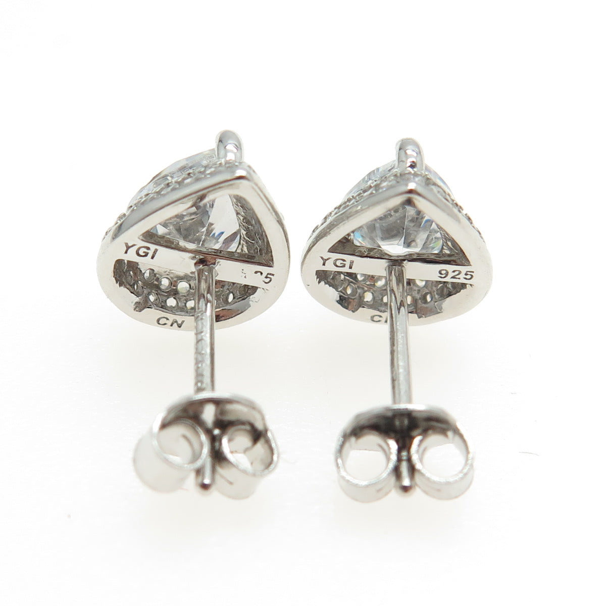 925 Sterling Silver Round & Pear-Cut C Z Teardrop Earrings